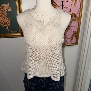 Elegant Cream Crochet Women's Top